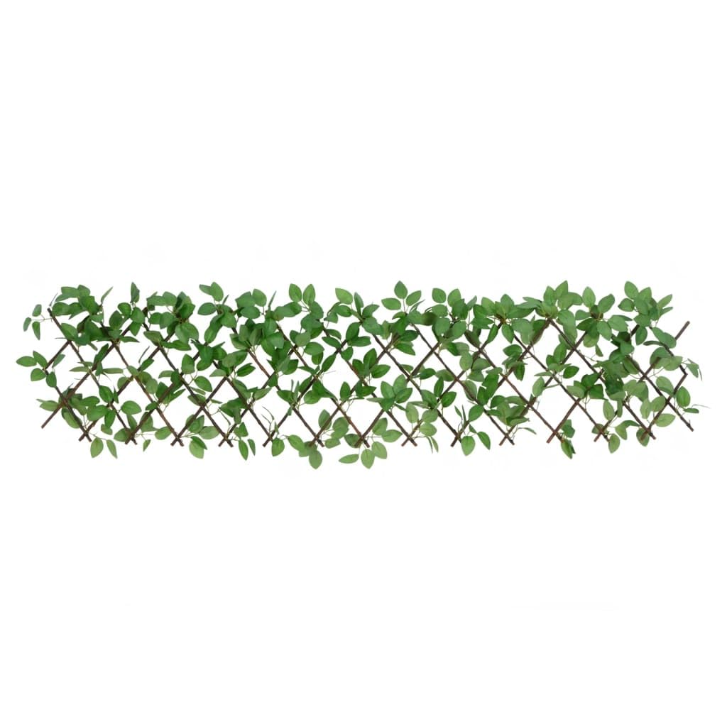 Enrejado con Hiedra Artificial, Extensible, PVC Y Madera, Celosías para Terraza Exterior, Celosía Extensible, Enrejado para Plantas Trepadoras, Color Verde, 20 x 40 cm A 180 x 30 cm