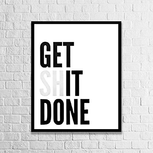 Blafitance Wood Framed Signs Get Shit Done Wooden Plaque Wall Art Posters Home Décor for Living Room Thanksgiving Christams Gifts 16x20