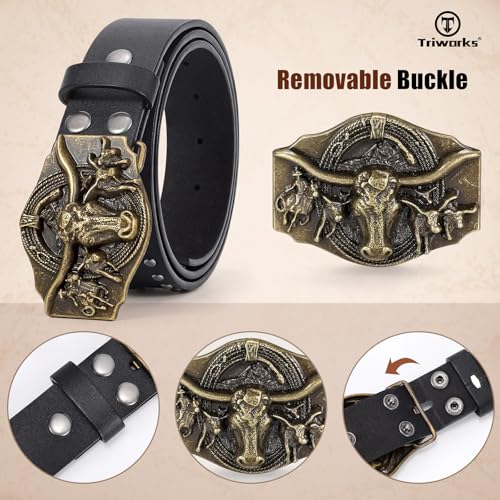 Western Cowboy Leather Belt for Men Women Cowgirl Western Belt for Jeans2