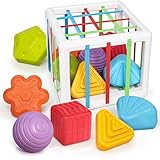 LiKee Montessori Toys for 1 Year Old, 6pcs Multi Sensory Shapes, Toddler Developmental Learning Birthday Gifts, Baby Toys 12+ Months (Cube)