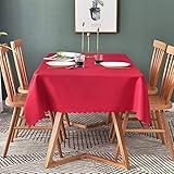 Forhomelife テーブルクロス レッド 無地 クリスマス お正月 シンプル テーブルカバー 長方形 135×180cm 洗える ウォッシャブル 洗濯可 速乾 赤 厚手 耐熱