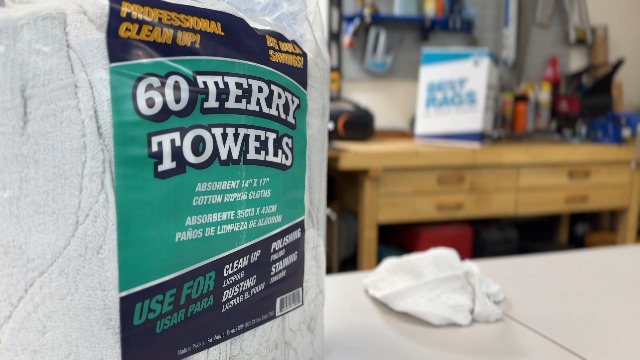 Case Of 300 Terry Towels - 5 Bags Of 60 White Cleaning Rags, 14 X 17 Inches