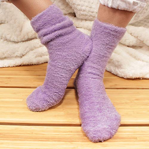 Image of BambooMN Women's Super Soft and Cozy Feather Light Fuzzy Socks - Multiple Color Options - Two Sizes - Value Packs