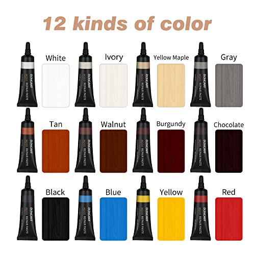 Boncart Wood Furniture Repair Kit Wood Filler-Repair Scratch, Cracks, Hole, Discoloration For Wooden Door, Floor, Table, Cabinet -Restore Any Wood, Cherry, Walnut #TOP1