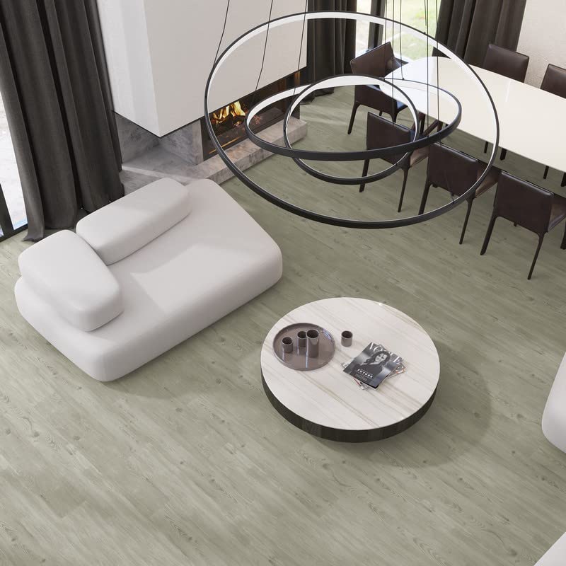 Miniatura 7 de Lucida Surfaces Azulejos de vinilo de lujo  Piso adhesivo para instalación de bricolaje  Tablón de muestra  GlueCore Pro  Gris cielo