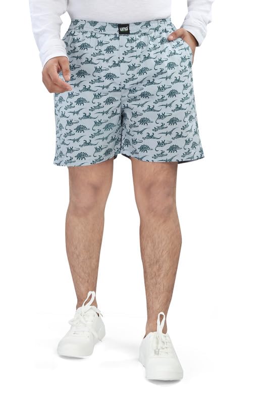 Image of UNOseven Shorts for Boys - 100% Cotton Printed with Side Pockets - Pack of 2 - Available from Size 7 Years to XL