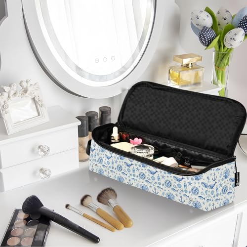 Bolsa de viaje para herramientas de cabello con tapete para plancha, doble capa, color azul marino, esencial para mujeres miniatura 7