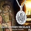 XIXLES St Stephen Necklaces 925 Sterling Silver Saint Stephen Medal Pendant Necklace Amulet Jewelry for Men With 22 in Chain #4