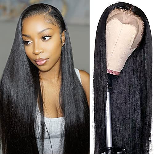 Lace Front Wigs Human Hair 13x4 Glueless Lace Frontal Brazilian Virgin Human Hair Wigs for Black Women pre plucked with Baby Hair (20 inch, Straight Lace Frontal Wigs)