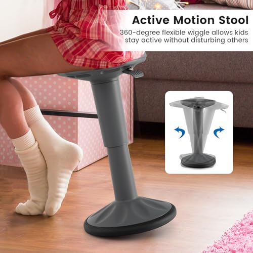 Image of GLACER Wobble Stool, Height Adjustable 16.5-24 inch Flexible Seating (Grey) | Wobble Chair with 360 Rocking, Non-Slip Base, Convenient Handle, No Assembly, Active Seating for Classroom, Home, Office