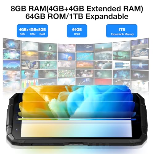 DOOGEE S41T (2025) Outdoor Handy Ohne Vertrag, 6300 mAh, 8GB RAM+64GB/ 1TB Erweiterbar ROM, Android...