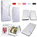 iPhone 6 Plus Case, HESPLUS Bling PU leather Flip Detachable Wallet Case with Credit Card Slot Holder for Apple iPhone 6 Plus 5.5 Inch (silver)
