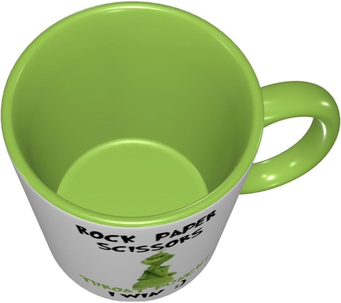 Funny Mug Rock Paper Scissors Throat Punch I Win Coffee Mug Gift Coffee Mug Internal And Handle Green 11Oz Mug - Image 4