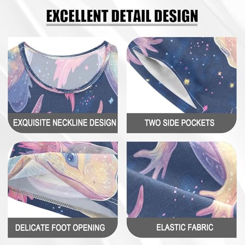 Pajama Sets Short Sleeve Axolotl Space Fantasy Creatures Soft Cotton Summer Sleepwear 2 Piece PJS Size 5-14T3