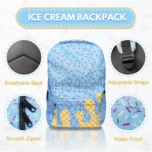 Ice Cream Backpack Kawaii Shoulder Bag with Side Pockets Cute Large Capacity Daypack Lightweight (Black)3
