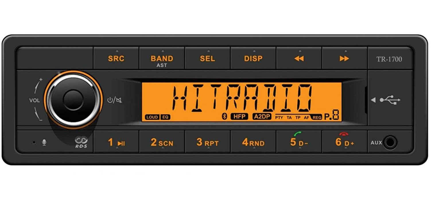 Kioti Bobcat Direct Connect Plug and Play Tractor Radio with Bluetooth Orange Display