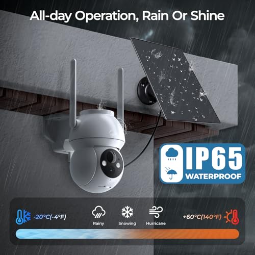 Image of Solar Security Camera Wireless Outdoor, 2K HD Color Night Vision Home Security Camera System with 360 View Battery Powered Spotlight & Siren WiFi Camera Outdoor Motion Sensor and 2-Way Audio 4 Pack