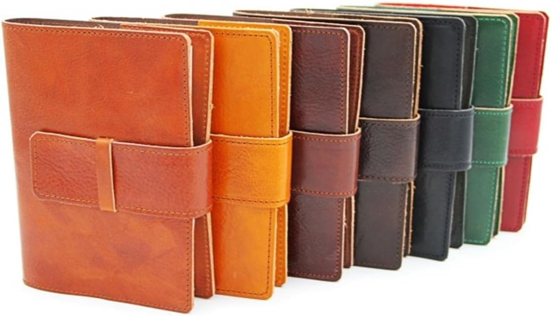 Roma Calfskin Leather 5x7" Journal Italian hand-made- Refillable-128 lined pages (Chestnut Brown)
