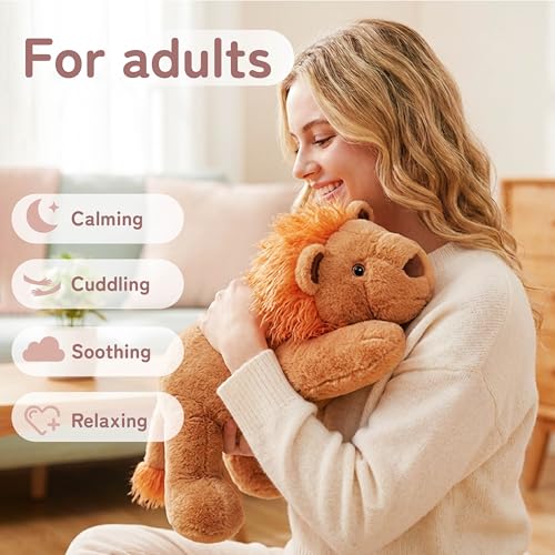 Image of Niuniu Daddy Weighted Lion Stuffed Animals, 20 Inch 3.3 lbs Weighted Plushies, Heavy Calming Body Pillow for Sleeping, Sensory Lying Lap Pad Toy Huggable Gift for Kids and Adults