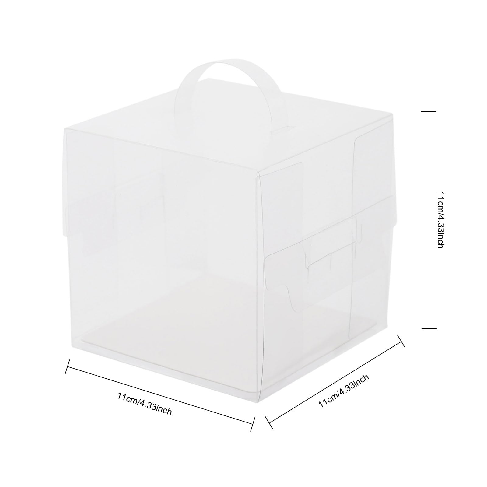 50Pcs Clear Cake Carrier Boxes, Square Dessert Boxes with Lid and Handle 50 Sets Mini Cupcake Boxes Plastic Cake Box Square Clear Cake Boxes for Birthday Home Party Wedding Banquet (4.33*4.33*4.33in)