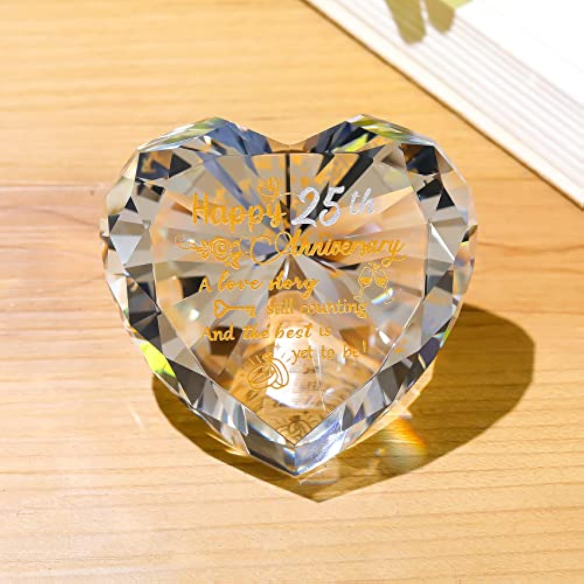 25th Silver Wedding Anniversary Heart Crystal Keepsake