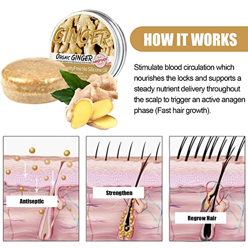 Ginger Hair Regrowth Shampoo Bar, Ginger Shampoo Soap Organic Ginger Shampoo Bar Promotes Hair Growth,Anti-dandruff and Anti-itching Ginger Bar Soap Helps Stop Hair Loss for Men&Women (Gringer) - Image 5