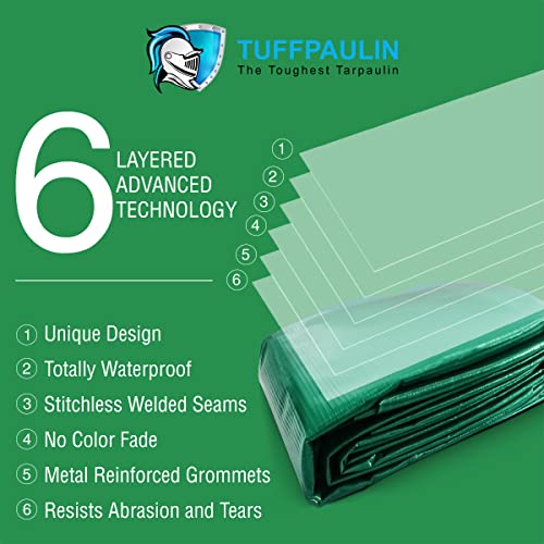 Image of TUFFPAULIN 9FT X 6FT 150 GSM Green Heavy Duty Tarpaulin Tirpal