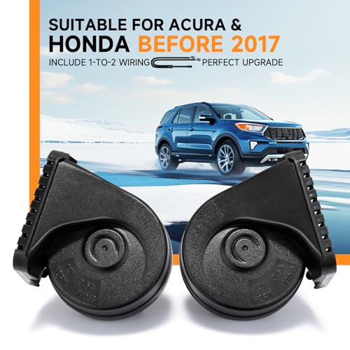 Image of Car Horn Compatible With Honda 12V Auto Horns For Civic-2015 CRV-2016 Accord-2017 Odyssey Pilot Fit, Acura MDX RDX Integra 130 dB Dual-Tone with 1 to 2 Plug Wiring Harness