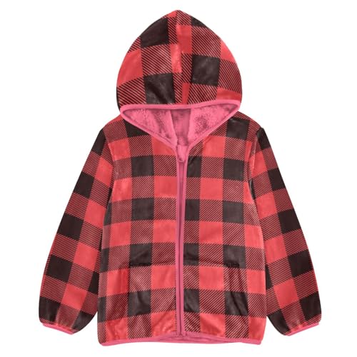 GuoChe Buffalo Plaid Tartan Check Scotland Red Black Sherpa Coat