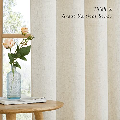 NICETOWN Natural Flax Linen Curtains 84 inches Length Privacy for Windows Coverings, Rod Pocket & Back Tab Light Filtering Drapes Thick Flax Semi Sheer 2 Panels for Living Room/Bedroom， W68 x L84 by NICETOWN - Image 5