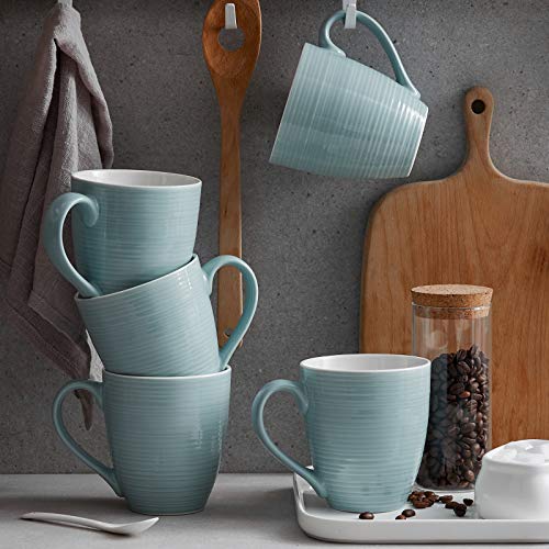 Dowan 17 Oz Large Coffee Mugs Set Of 4 - Ceramic Coffee Mugs With Large Handle, Thanksgiving Christmas Coffee Cups Gift For Hot Or Cold Drinks, Easy To Hold & Texture Design, White #TOP6