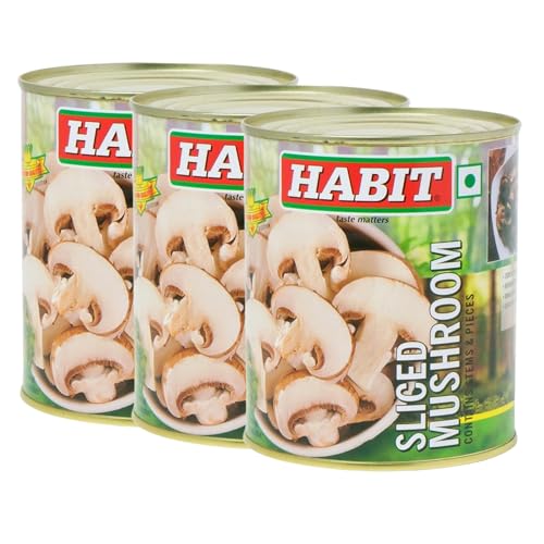 Image of HABIT Button Mushrooms Sliced- 800g x Pack of 3| Tender & Mildly Flavored | Ideal for Salads, Soups, Pastas, Gravies, Starters & More | Ready-to-Use Mushrooms for Everyday Cooking