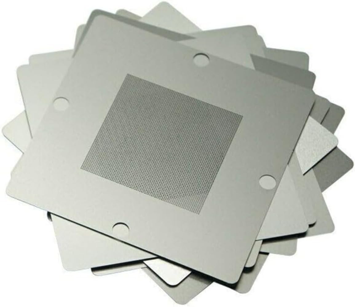Zaycraye Silver Bga Reballing Kit, Bga Reballing Station Universal Stencil Solder Rework Kit, Reballing Rework Net, 90Mm Reball Station Device With 10 Universal Stencils (10 Stencils Only)