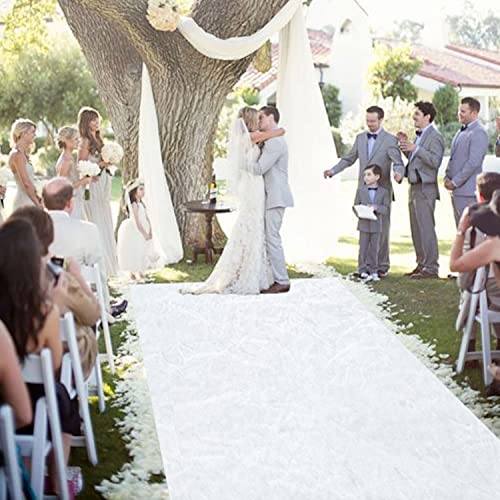 ROMANKAS White Aisle Runner for Wedding Ceremony 4x15 FT Velvet Aisle Runners Wedding Accessories Walkway Runner Outdoor Carpet Runner with Carpet Tapes Classic Wedding Reception Party Hallway Rug by ROMANKAS - Image 3