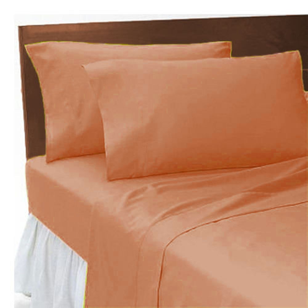 Goldstar Peach Goldstar® King Size Flat Sheet Polycotton Bedding Plain Dyed Bed Linen