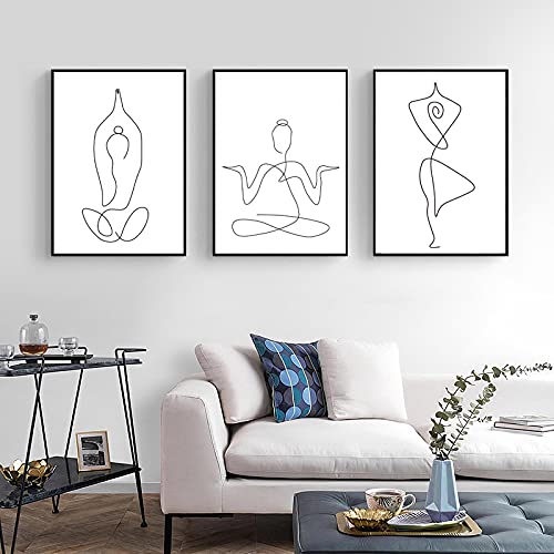 Dessin au Trait Abstrait Corps Femme pour Habiller un Grand Mur Blanc sans Surcharger