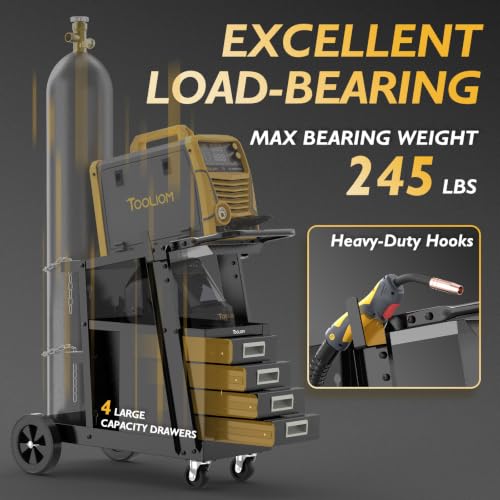 Image of TOOLIOM Welding Cart with 4 Drawers, 245 lb Capacity