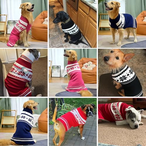 Image of Mihachi Dog Sweater - Winter Coat Apparel Clothes with Colorful Stripes for Cold Weather, Red SM