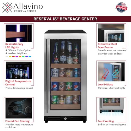 Image of Allavino 15 inch Wide Reserva Series Stainless Steel Right Hinge Beverage Center
