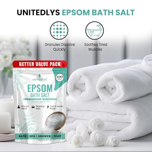 Image of Upgraded Epsom Salt for Foot Soak & Bath 890G - Relieves Aches & Pain | Natural Epsom Salt for Bath, Detox & Relaxation | Muscle Pain Relief Bath Salt - Reduces Soreness, Swelling, Stress & Cramps
