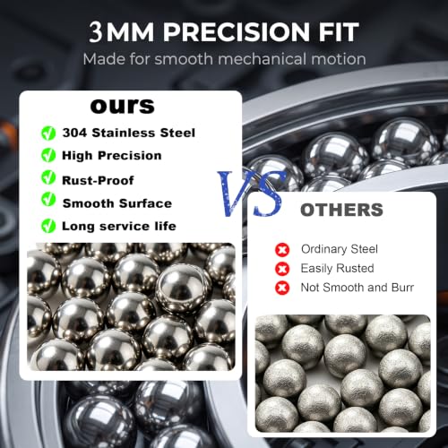 Image of Taiss 1000PCS 3mm 304 Stainless Steel Precision Balls,Precision Steel Ball Assortment Kit,Metal Balls