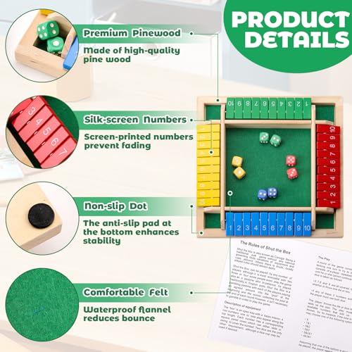 Shut the Box Game, juego educativo de mesa de madera miniatura 3