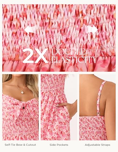 Image of GRACE KARIN Womens Maxi Floral Sundresses Summer Beach Boho Dress Spaghetti Strap Dresses Casual Fashion Clothes with Pockets