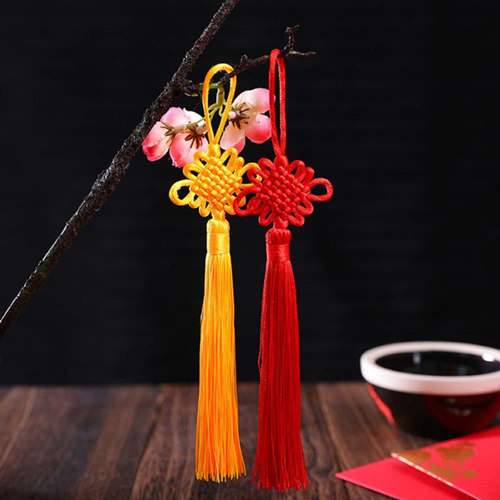 20pack Handmade Chinese Knots Fortune Tassels with Satin Silk for Year's Gifts, Home Decor Lucky Oriental Pendant(10pcs Red +10pcs Yellow)