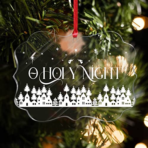 O Holy Night Hanging Ornaments Rectangle Christmas Tree Ornament Keepsake Acrylic Christmas Bauble For Indoor Home Decor #TOP4