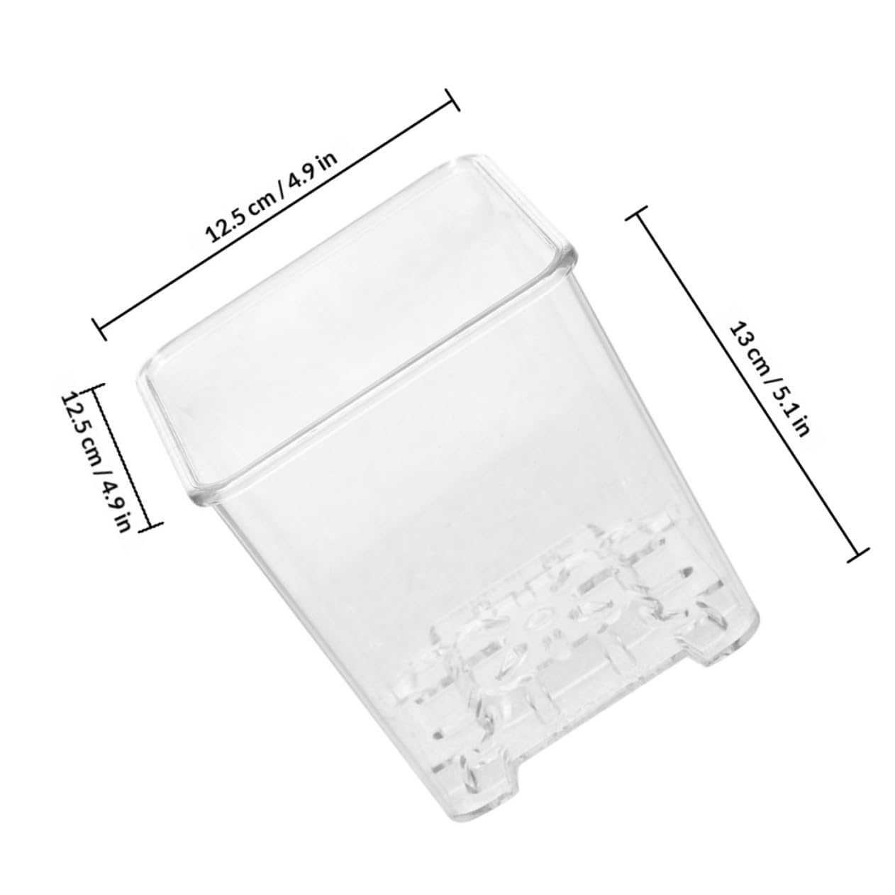 Pots de Jardin Carrés Transparents en Acrylique pour Orchidées Phalaenopsis, Lot de 4 Pots Trous, pour Pépinière et Rempotage