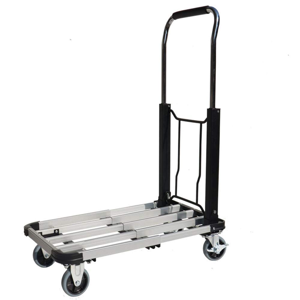Diable pliable avec 4 roues – Chariot de courses portable et porte-bagages pour un transport facile – Chariot de manutention léger et durable