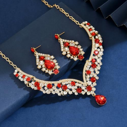 Image of Shning Diva Fashion Stylish Crystal Jewelllery Set for Women | Statement Necklace with Matching Teardrop Earrings | Luxury Elegant Wedding Party Choker Jewelry