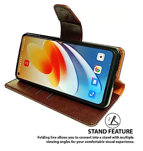 Image of SBMS Flip Cover Back Case Cover for Vivo Y27 with Magnatic Closure | Inbuilt Stand | Card & Money Pocket (Coffe Brown)