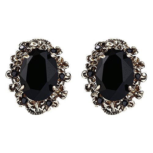 BriLove Victorian Style Stud Earrings for Women Crystal Floral Scroll